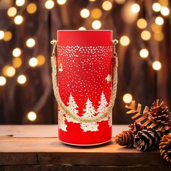 Forever Light Christmas Glaslykta L FCL-10 - Röd Guld