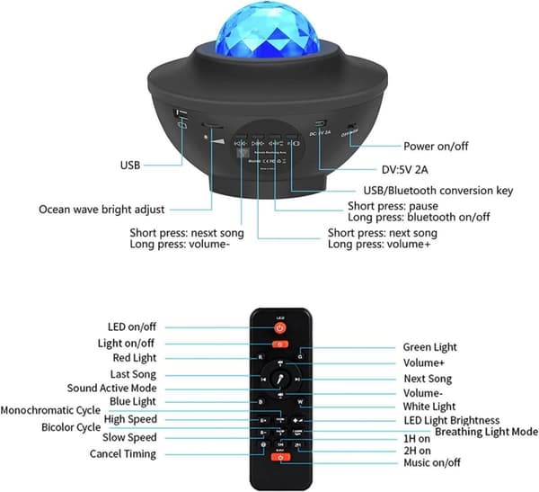 Galaxy-lamppu / avaruuslamppu Bluetooth-kaiuttimella