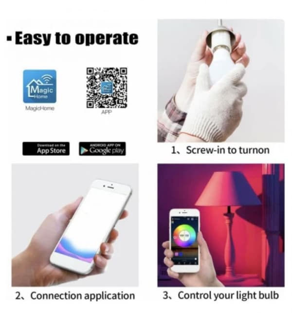 YWXLight Smart E27 LED-lampa 10w RBG WiFi Dimbar