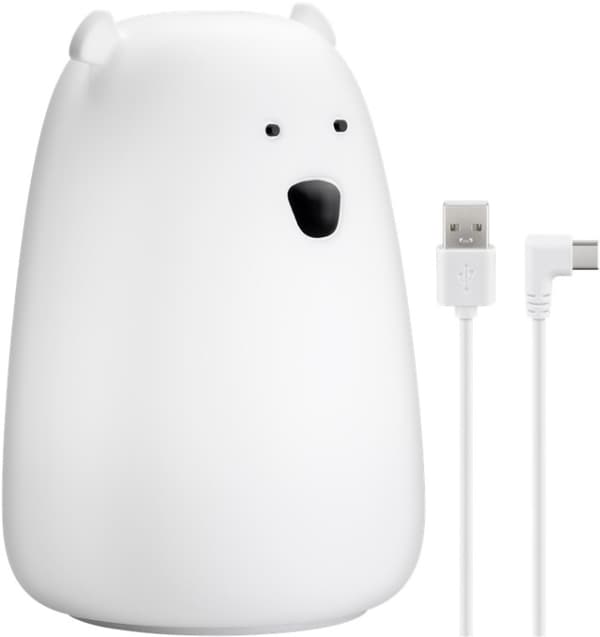 Goobay LED-nattlampa "Isbjörn" varmvitt ljus och 7 färgskiftningar (RGB-ljus), med 3 ljuslägen, beröringssensor och Li-ion-batteri (3,7 V/1200 mAh), t