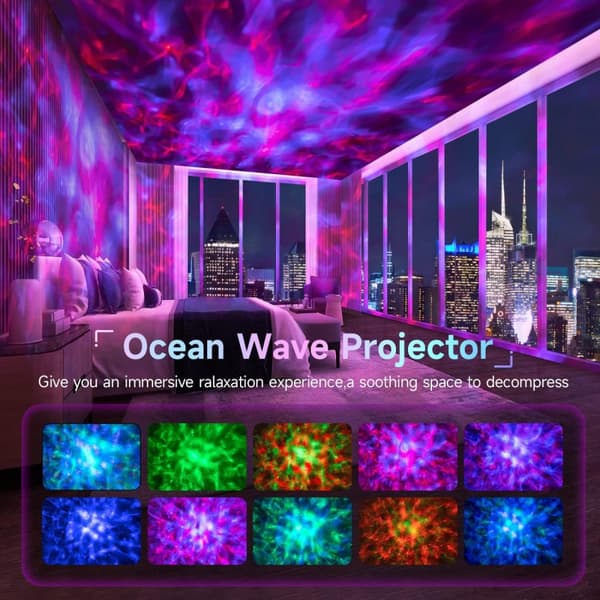 Lucky Stone Ocean LED-projektionslampe med fjernbetjening, sort