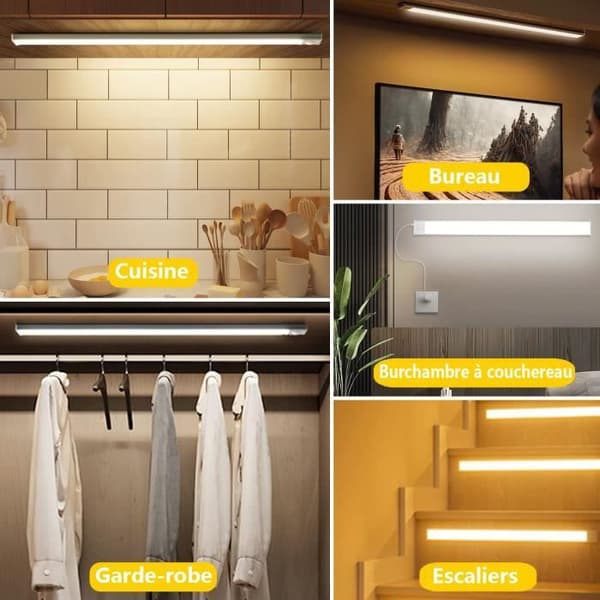 2st 30 cm uppladdningsbar USB trådlös LED-garderobslampa med rörelsesensor, LED-belysning Köksstudiegarderob Nattlampa