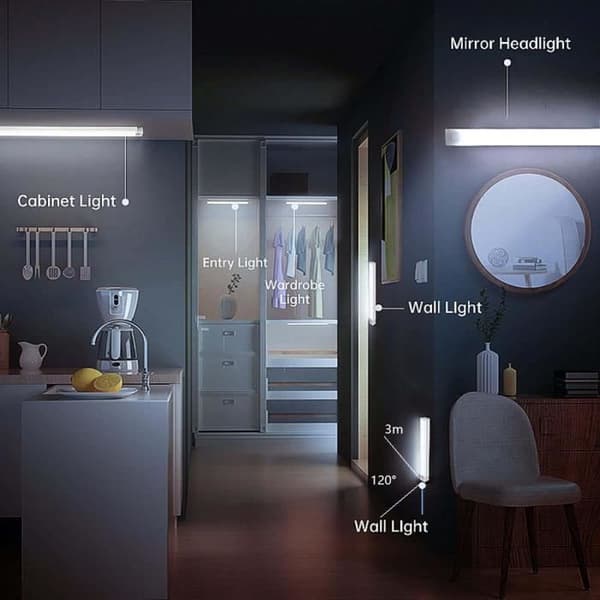 3st LED-lampa rörelsesensor USB uppladdningsbar LED-lampa, bärbar. Skåpsljus, bärbar nödlampa, 30 cm