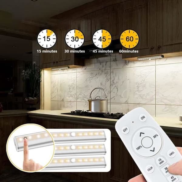 Garderobslampa LED väggspotlight 2st Skåplampor Självhäftande nattlampa Trådlös fjärrkontroll för trappor Spegel Kök Vitri
