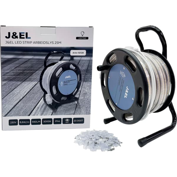 J&EL Led strip arbeidslys 25m 3000K IP44 230V