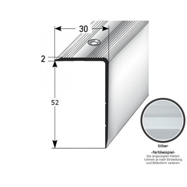 PROVISTON Trappnos 30 x 22 - 52 x 1000 mm Högkvalitativ metallprofil silveraluminium