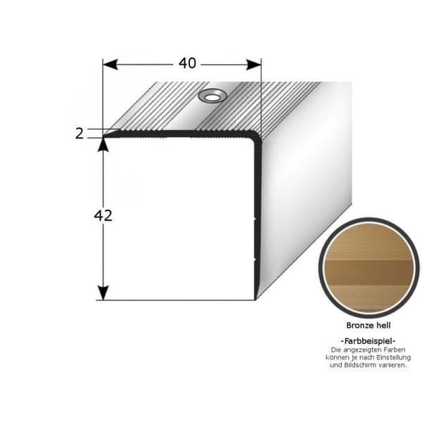 PROVISTON Profiler för trappnos Alu 40 x 42 x 1000 mm Ljusbrons
