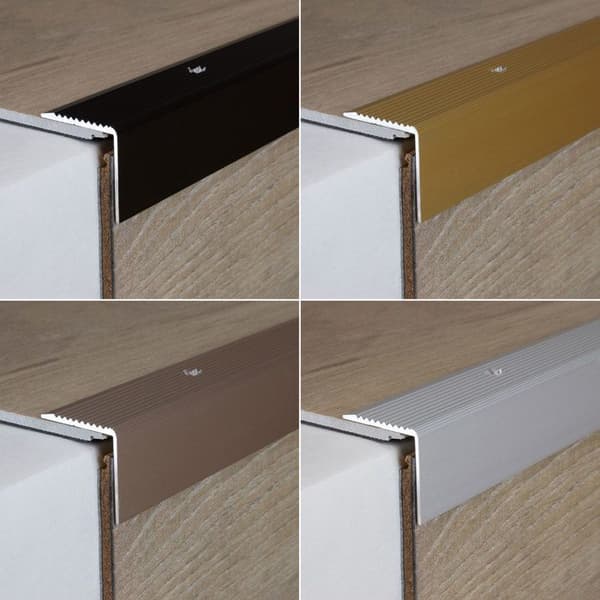 PROVISTON Trappsteg 30 x 30 x 1000 mm Trappsteg Hörnprofil Trapphörnprofil Kombinerad hörnprofil Anodiserad aluminium mörkbrons...
