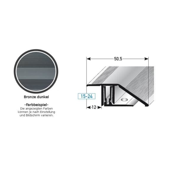 Retrofit profil | höjdskillnad 15 - 24 mm | Bredd 50,5 mm | 2st | aluminium | Färg:silver | Längd: 1000mm