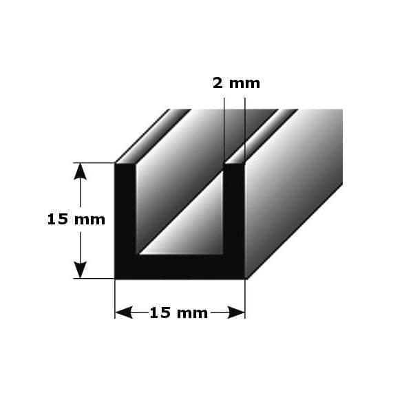 U-profil som monteringsprofil | byggprofil | i aluminium | Höjd: 15mm | Längd:2000mm | Bredd: 30 mm