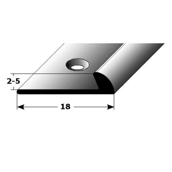 Stop-profil | anodiserad aluminium | typ 269 | Färg:silver | Golvtjocklek: 2 mm | Bredd: 18mm | Längd: 2700mm