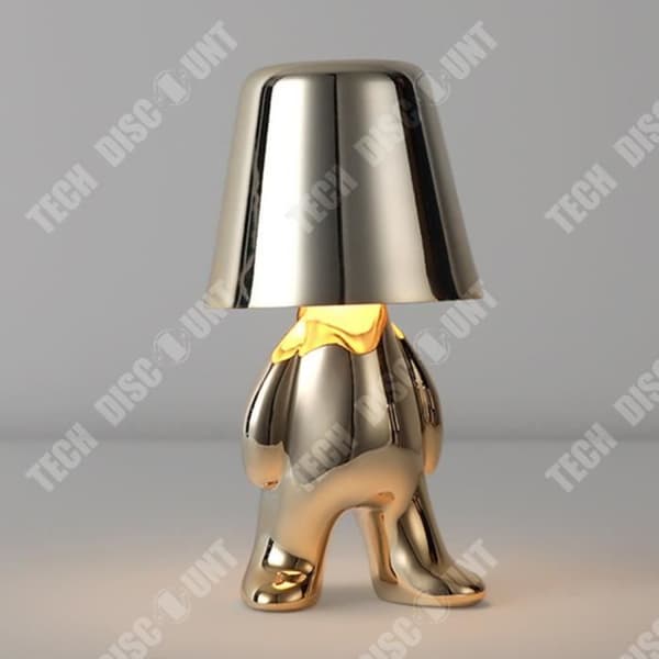 TD® Little Golden Man Bordslampa 1800 mAh Lång batteritid Trefärgad ljus sänglampa prydnad