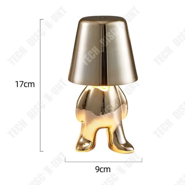 TD® Little Golden Man Bordslampa 1800 mAh Lång batteritid Trefärgad ljus sänglampa prydnad