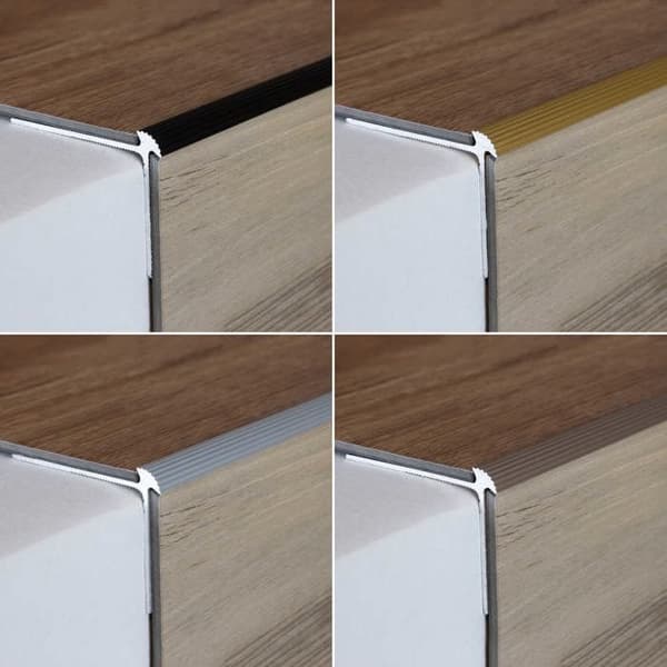 Trappa i anodiserad aluminium mörkbrons 3 x 30 x 40 x 1000 mm med hål 1 styck