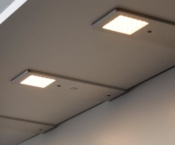 Loevschall Stella kit LED køkkenspots, lys under køkkenskabe til eftermontering, komplet monteringssæt, CRI-værdi 90, børstet overflade i aluminium