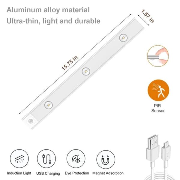 OBOSOE langaton kaappivalaistus / LED-valaistus liiketunnistinmagneetilla, 3 valotilaa ja himmennettävä, ladattava, 2 kpl