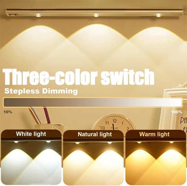 OBOSOE langaton kaappivalaistus / LED-valaistus liiketunnistinmagneetilla, 3 valotilaa ja himmennettävä, ladattava, 2 kpl
