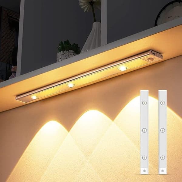 OBOSOE langaton kaappivalaistus / LED-valaistus liiketunnistinmagneetilla, 3 valotilaa ja himmennettävä, ladattava, 2 kpl