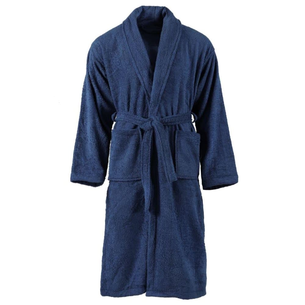 vidaXL Badekåpe unisex 100% bomullsfrottè marineblå S