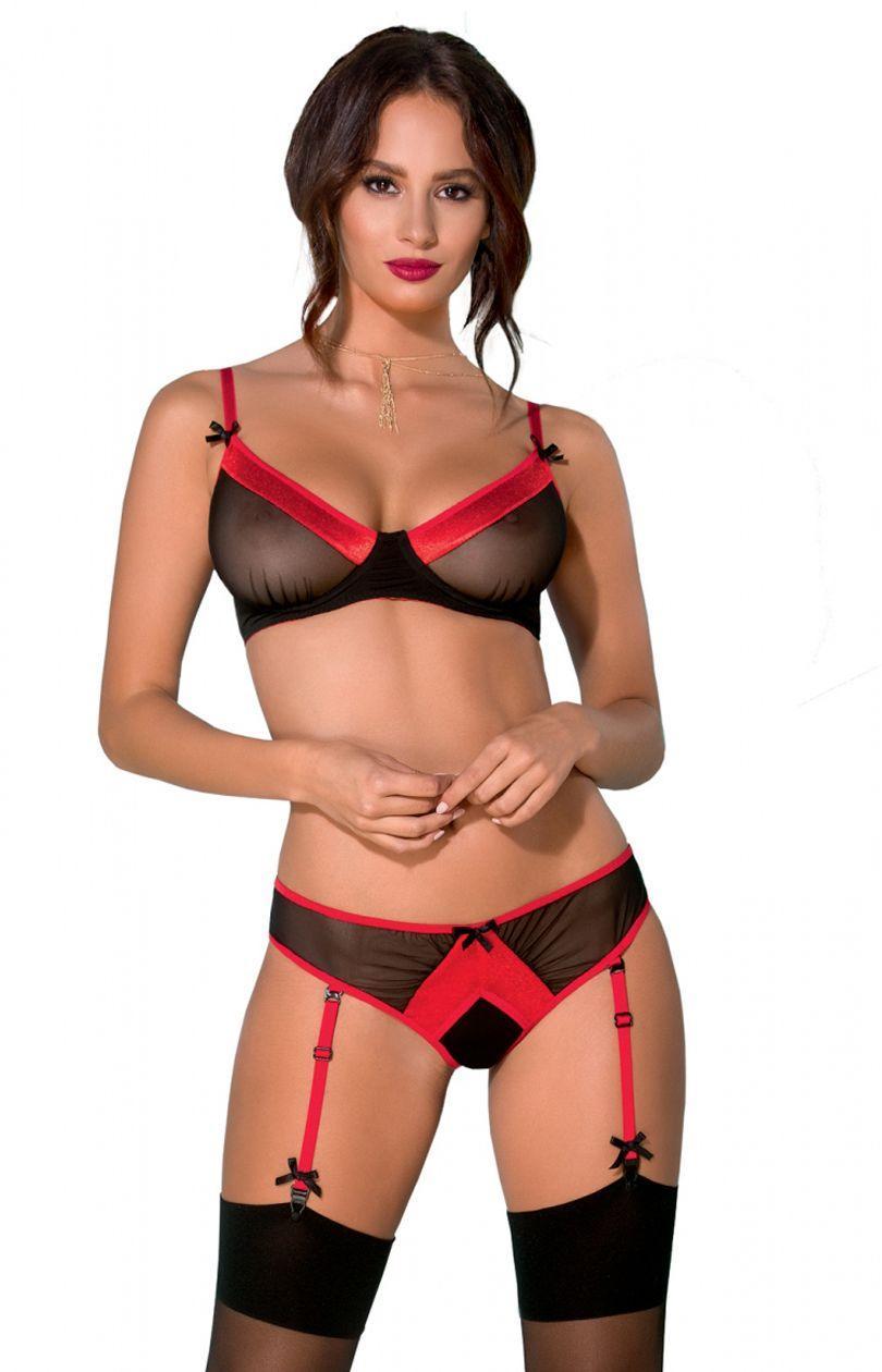 Cyra set, black and red, 2XL / 3XL