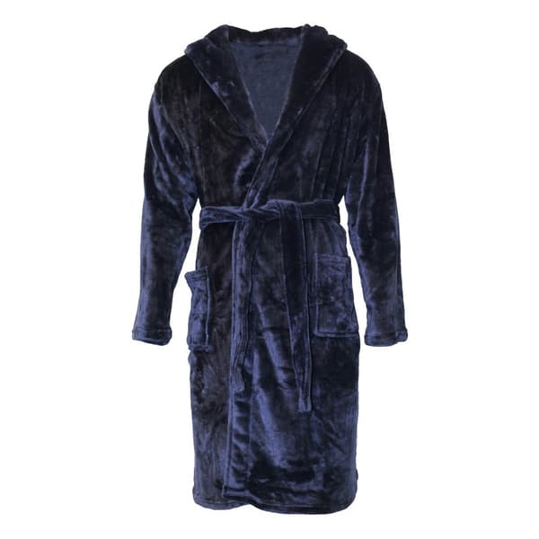 Pierre Roche Mens Soft Touch Hooded Dressing Gown Navy L