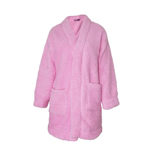 Foxbury Kvinnor/Damer Sherpa Fleece Cardi Gown Pink 16-18 UK