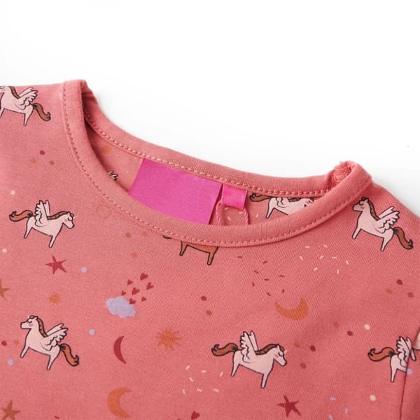 vidaXL Pyjamas med långa ärmar för barn gammelrosa 92