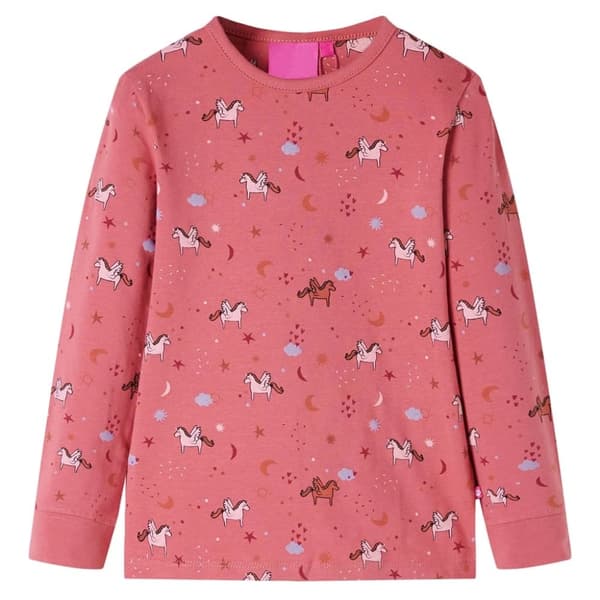 vidaXL Pyjamas med långa ärmar för barn gammelrosa 92