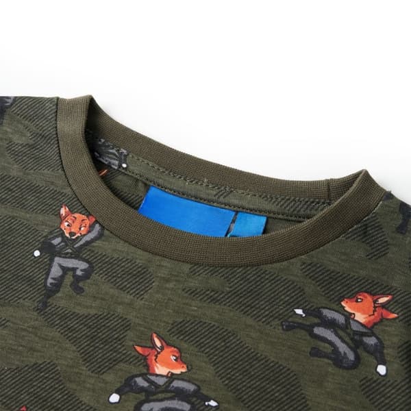 vidaXL Pyjamas med långa ärmar för barn khaki 140