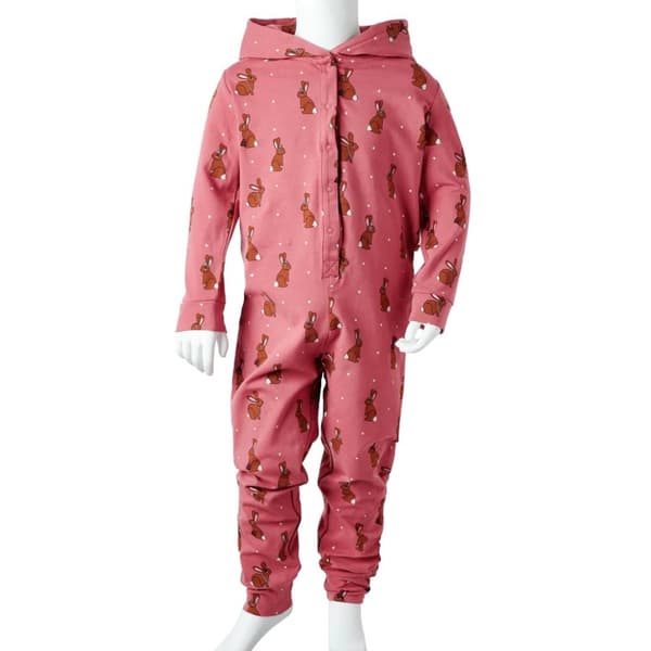 vidaXL Heldress med hette for barn gammel rosa 116