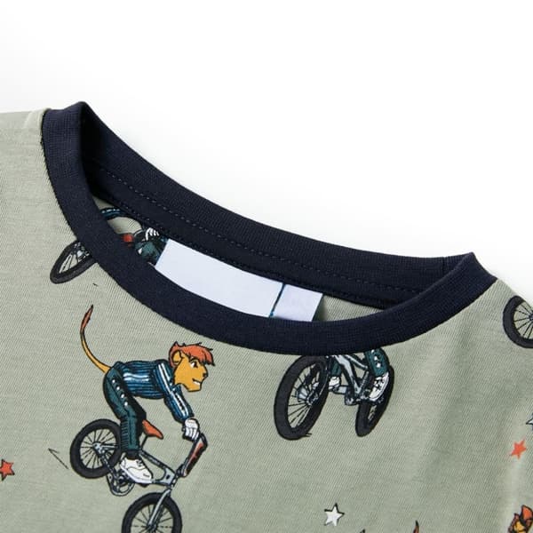 vidaXL Pyjamas for barn med korte ermer lysekaki 116