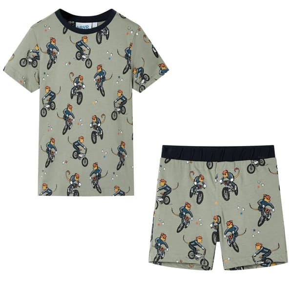 vidaXL Barnpyjamas med korta ärmar ljus khaki 104