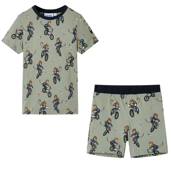 vidaXL Pyjamas til børn str. 128 korte ærmer lys kakifarve