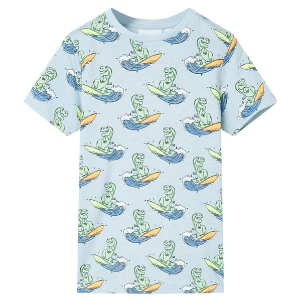 vidaXL Barnpyjamas med korta ärmar ljusblå 128
