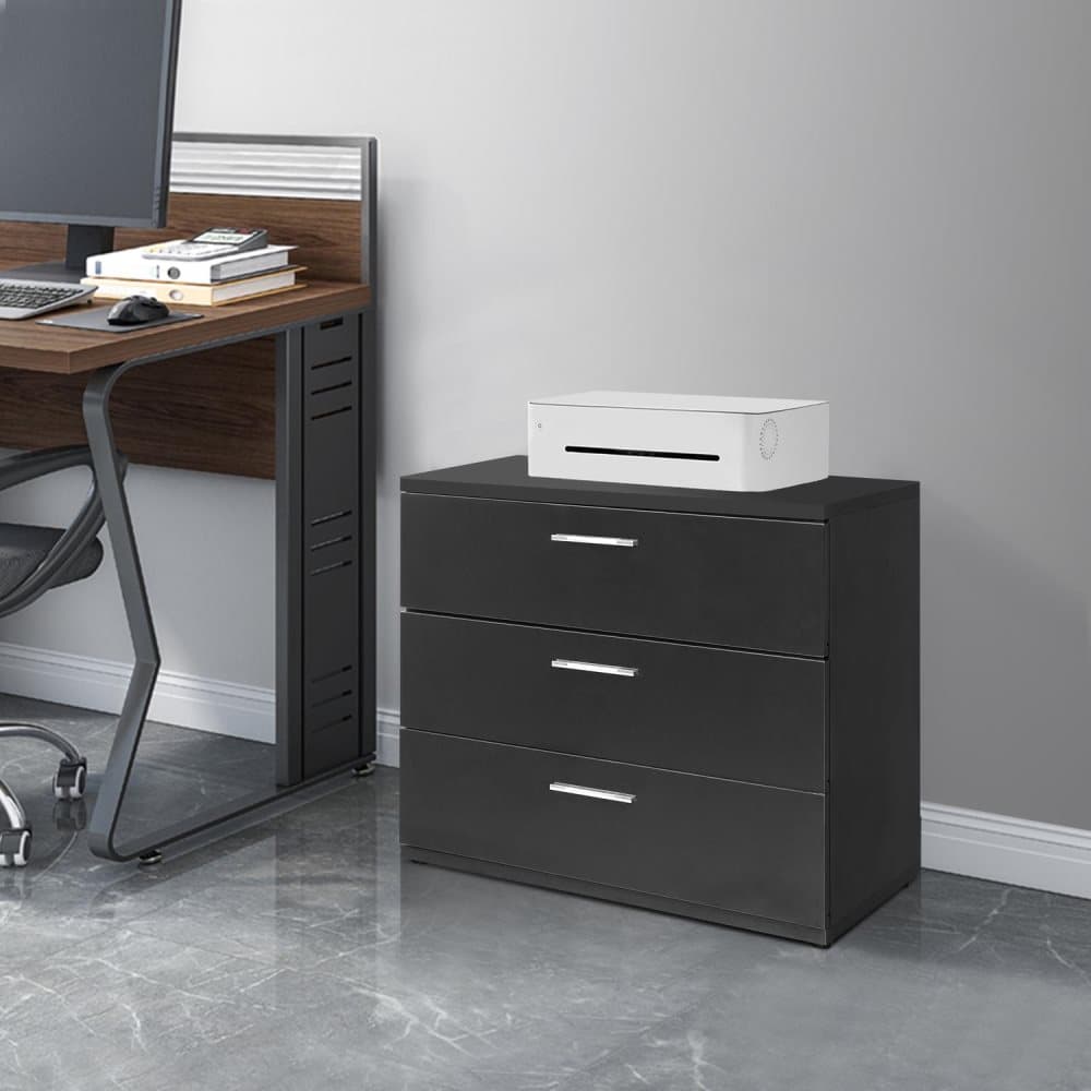 ML-Design sängbord med 3 lådor, i svart, 53x45x38 cm, modernt sängkläder för boxfjäderbäddar, nattdukskvällkonsol byrå, lämplig för varje säng