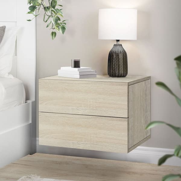 ML-Design Ripustettava yöpöytä; 2 laatikkoa; Sonoma-tammi; 42x29x30 cm; puukomposiitti; leijuva yöpöytä; seinäkiinnitys; lipasto; yöpöytä; seinähylly