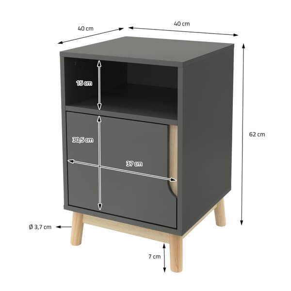 Modernt nattduksbord mattgrönt 62x40 cm med 2 fack tillverkat av MDF &amp; furuträ Nattduksbord ML design