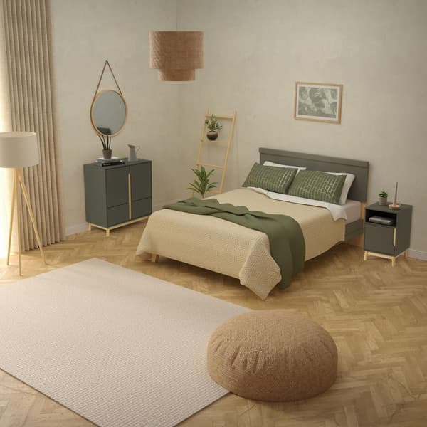 Modernt nattduksbord mattgrönt 62x40 cm med 2 fack tillverkat av MDF &amp; furuträ Nattduksbord ML design