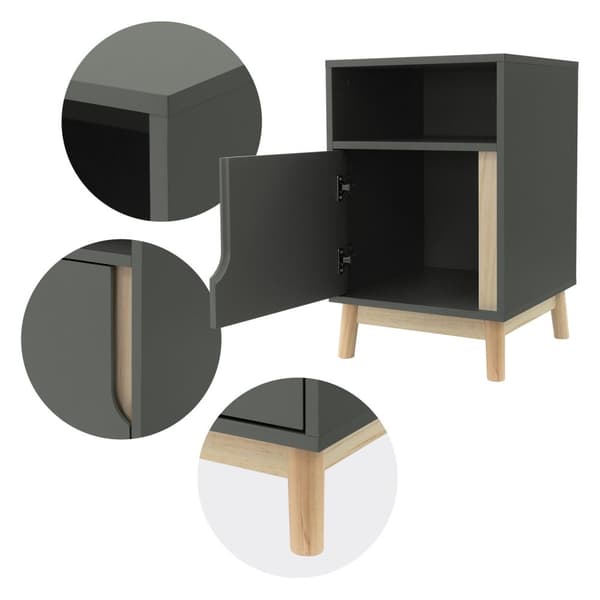 Modernt sängbord set om 2 mattgrönt 62x40 cm med 2 fack tillverkat av MDF &amp; furuträ Sängbord ML design