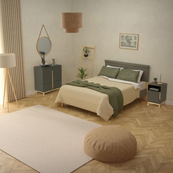 Modernt sängbord set om 2 mattgrönt 62x40 cm med 2 fack tillverkat av MDF &amp; furuträ Sängbord ML design