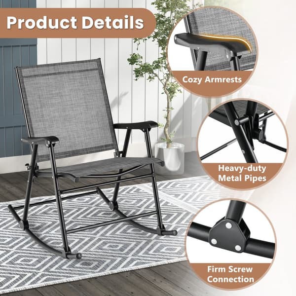 Foldbar Gyngestol, Sæt af 2, 32,5x25x36 tommer