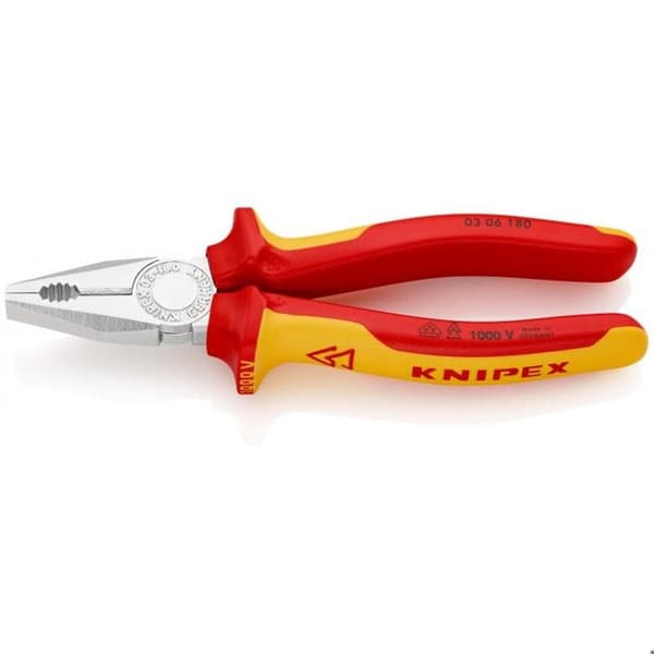Isolerande universaltång 1000 V - KNIPEX - 03 06 180 - Vanadinstål - Röd