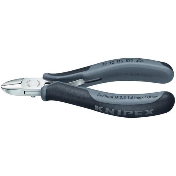Sidoskärare för elektronik Ã˜0.3 - 1.6 Knipex 77 12 115 ESD
