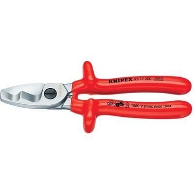VDE kabeltång 200 mm Knipex 95 17 200 - Röd - Stål, krom, aluminium, koppar