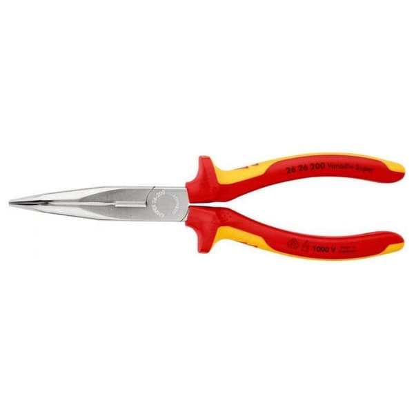 KNIPEX halvrund tång - VDE - 40° vinklad käke - Ribbade skäreggar - Vanadinstål - Orange