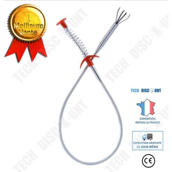 TD® Unclog Köksavlopp Ståltrådsklor Avloppsmudderverk Flexibel Krok -Längd: 60cm - silver