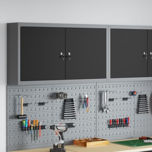 Verktygsskåp Vägghängt Svart 100x20x55 cm Stål