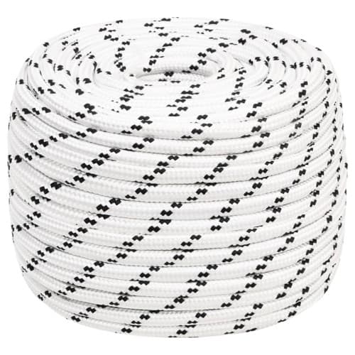 Båtlina flätad vit 14 mm x 100 m polyester
