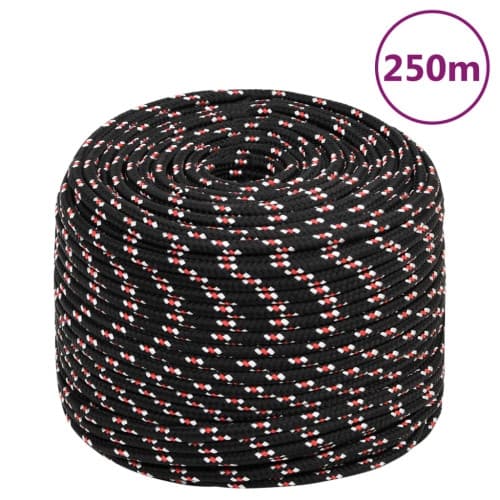 Båtlina svart 8 mm 250 m polypropylen