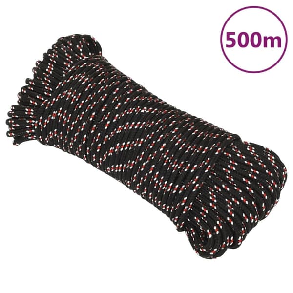Båtlina svart 5 mm 500 m polypropylen